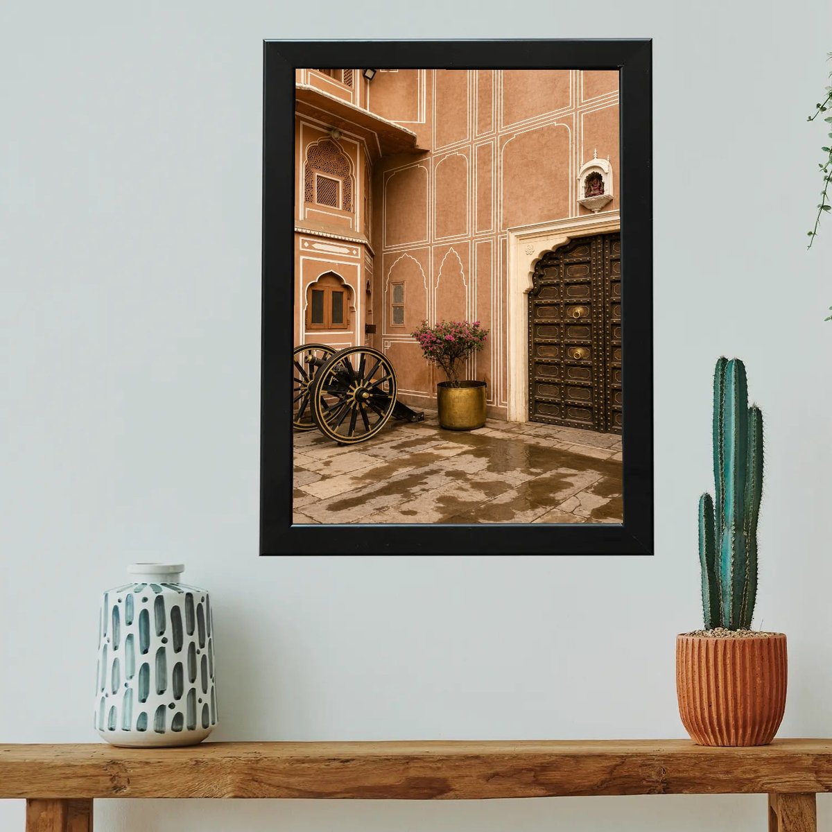 Pink City Palace Courtyard — Wooden finish