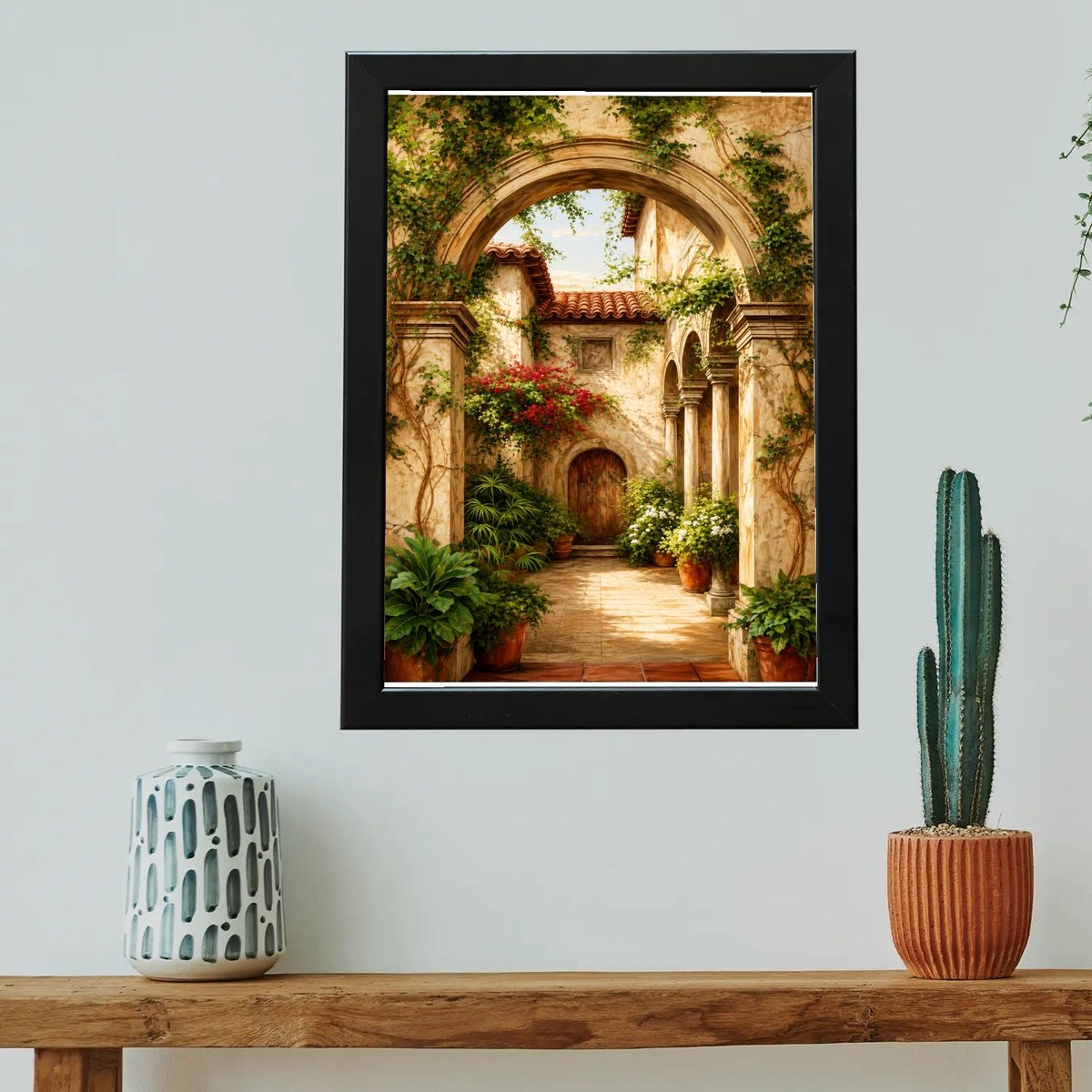 Sunlit Courtyard Archway — Wooden finish