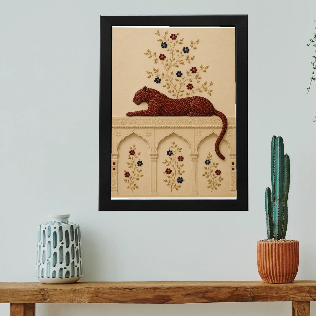 Crimson Leopard, Royal Bloom — Wooden finish