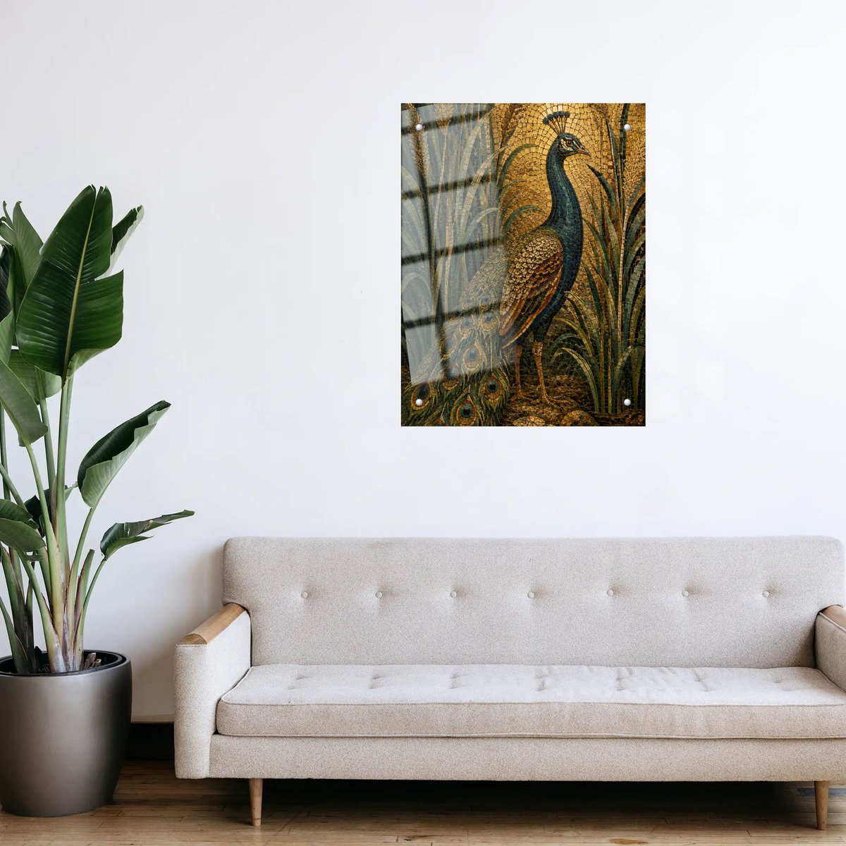 Peacock in Golden Grasses — room view 3