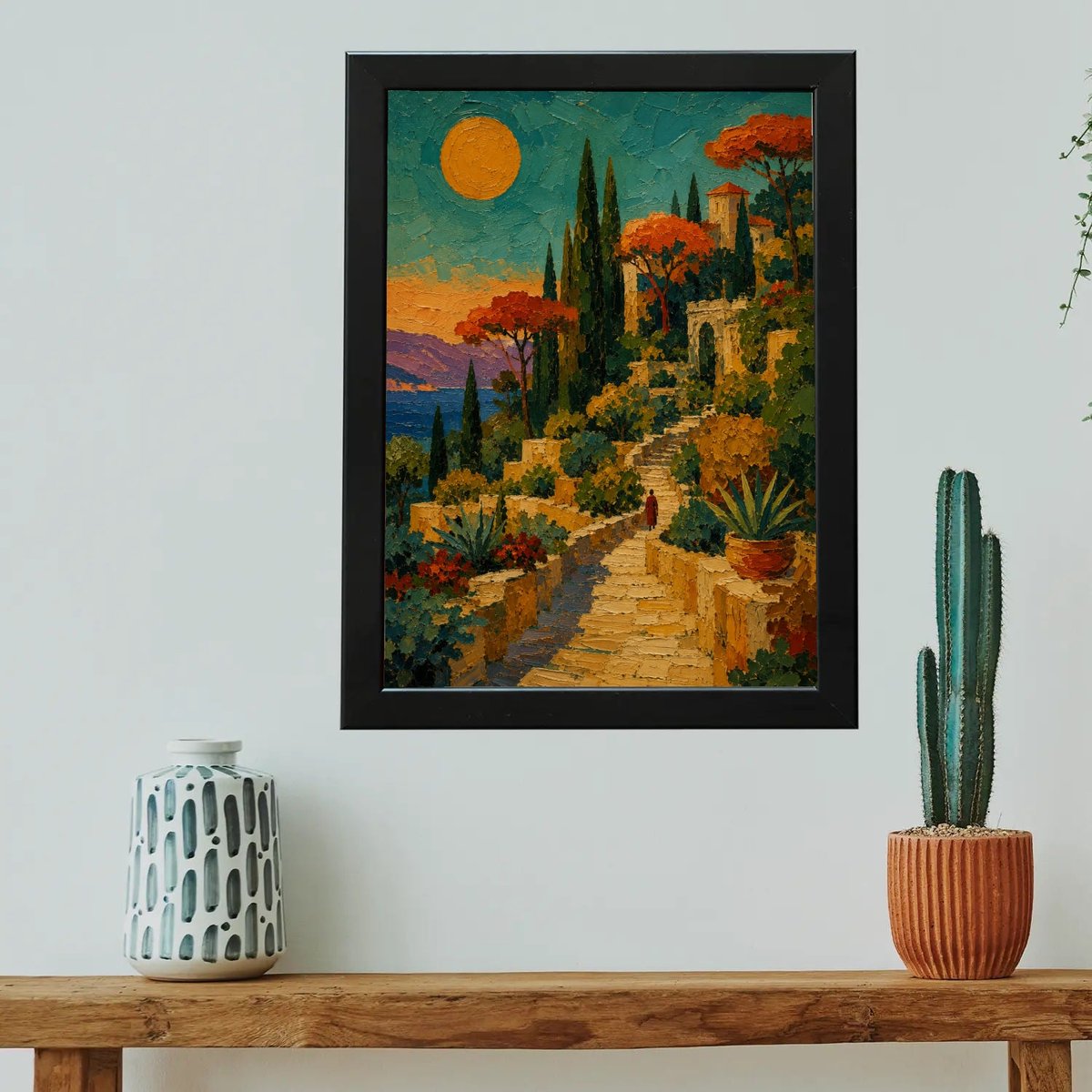 Mediterranean Sunlit Ascent — Wooden finish