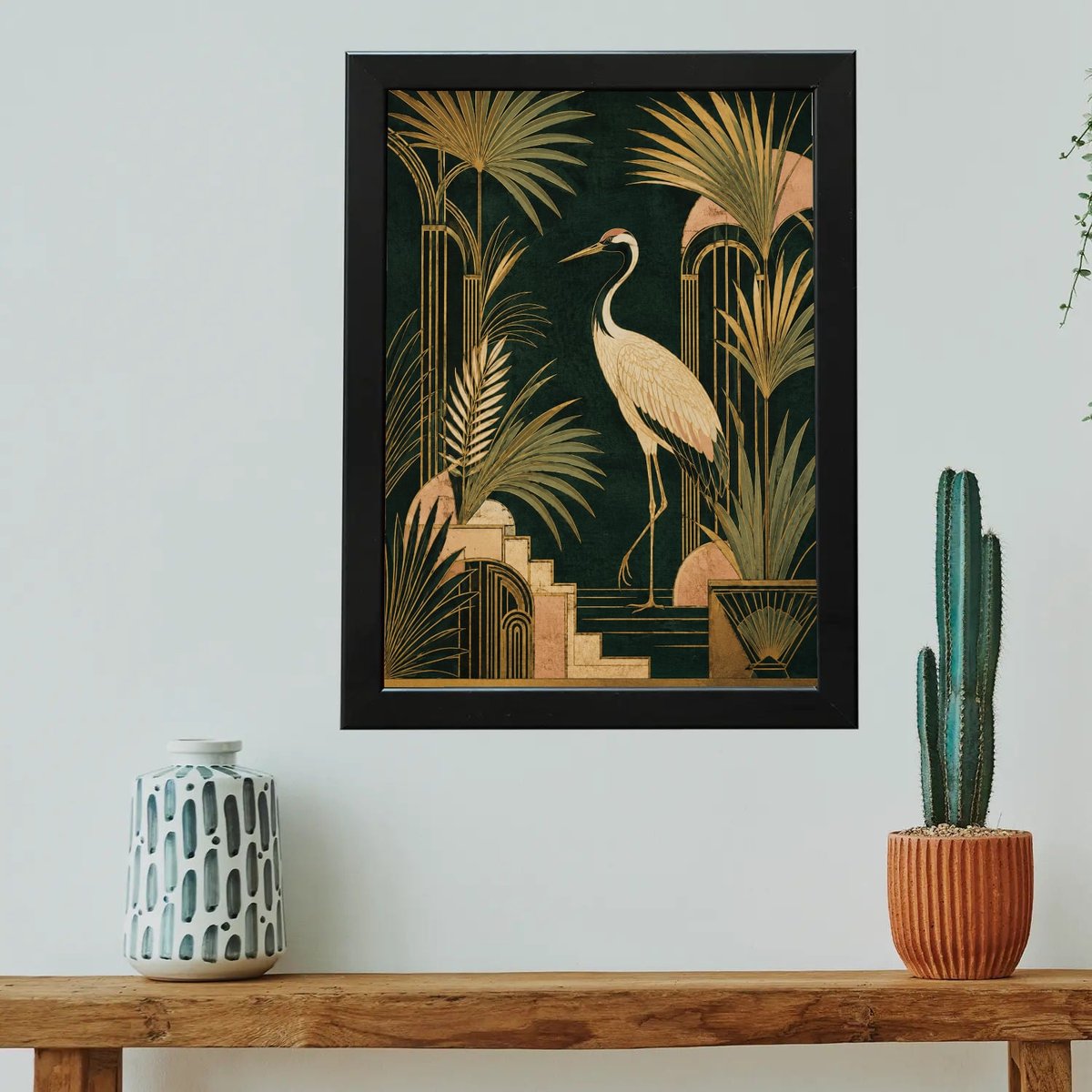 Gilded Crane Serenity — Wooden finish