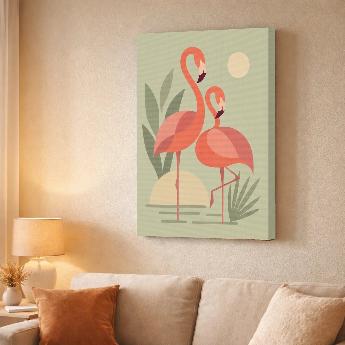 Graceful Flamingos Tropical Oasis — Canvas finish