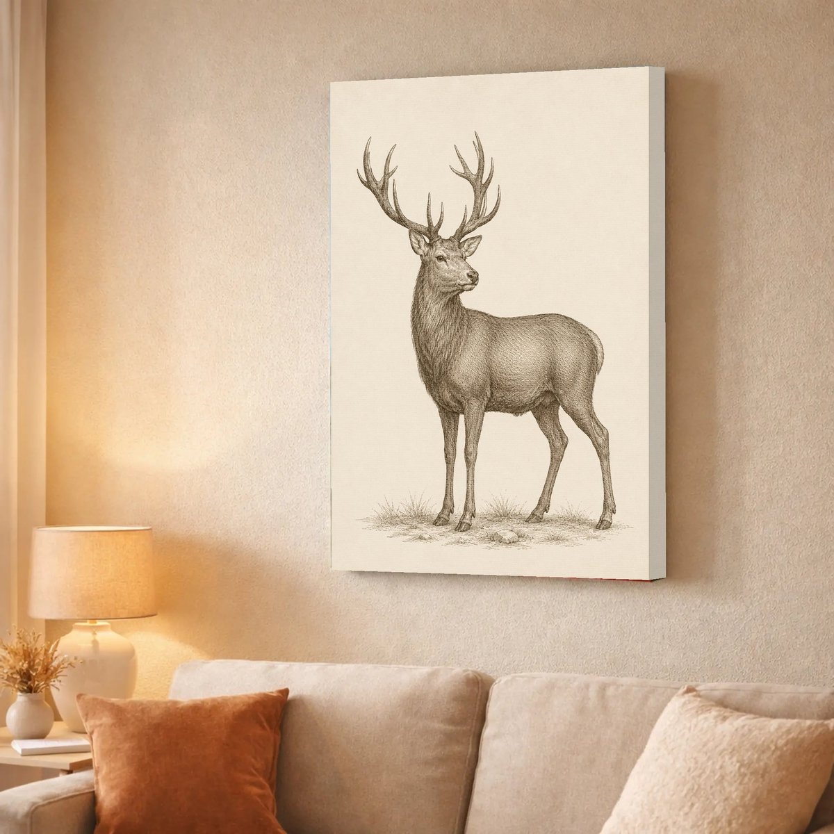 Majestic Stag Vintage Wildlife Art — Canvas finish