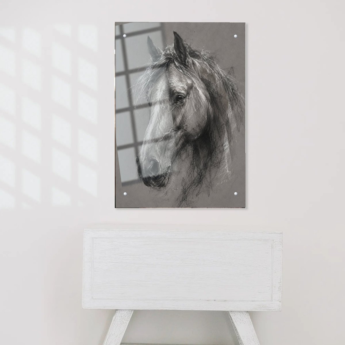 Noble Steed Charcoal Art — Acrylic finish