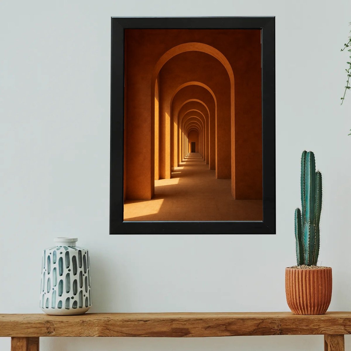 Sunlit Archway Passage — Wooden finish
