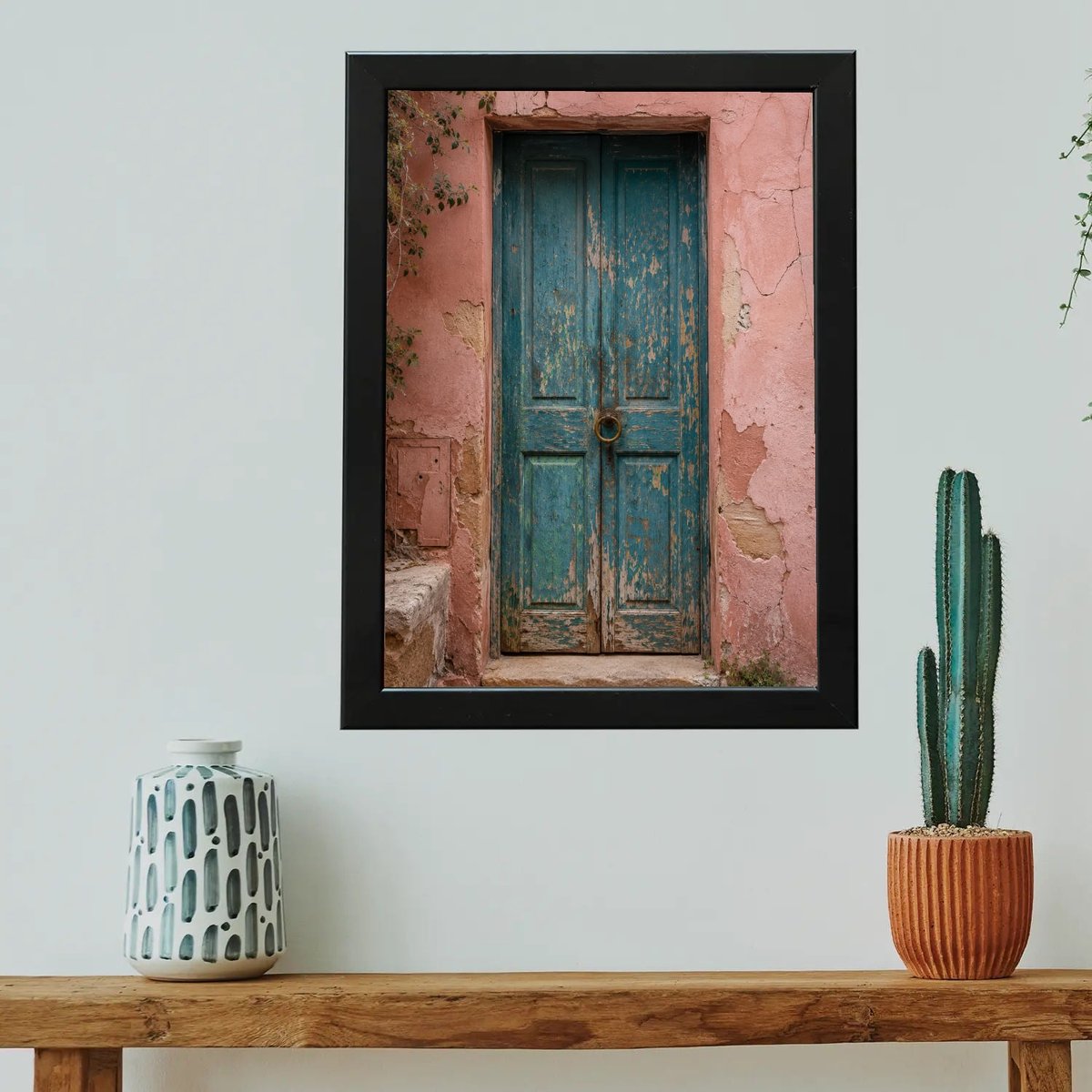Rustic Teal Doorway Charm — Wooden finish