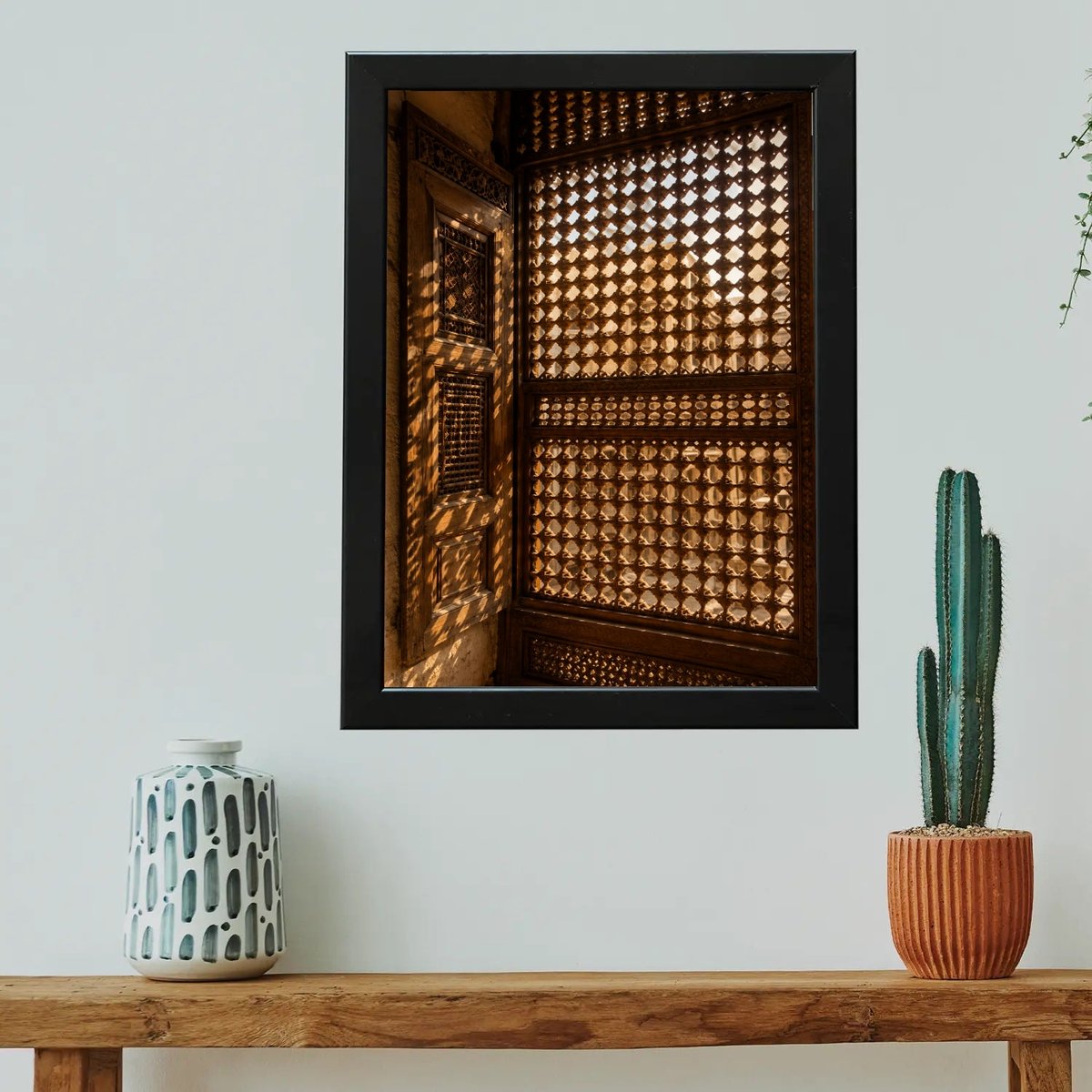 Golden Hour Jali Elegance — Wooden finish