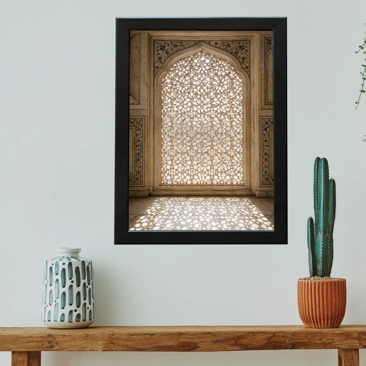 Sunlit Jali Serenity — Wooden finish