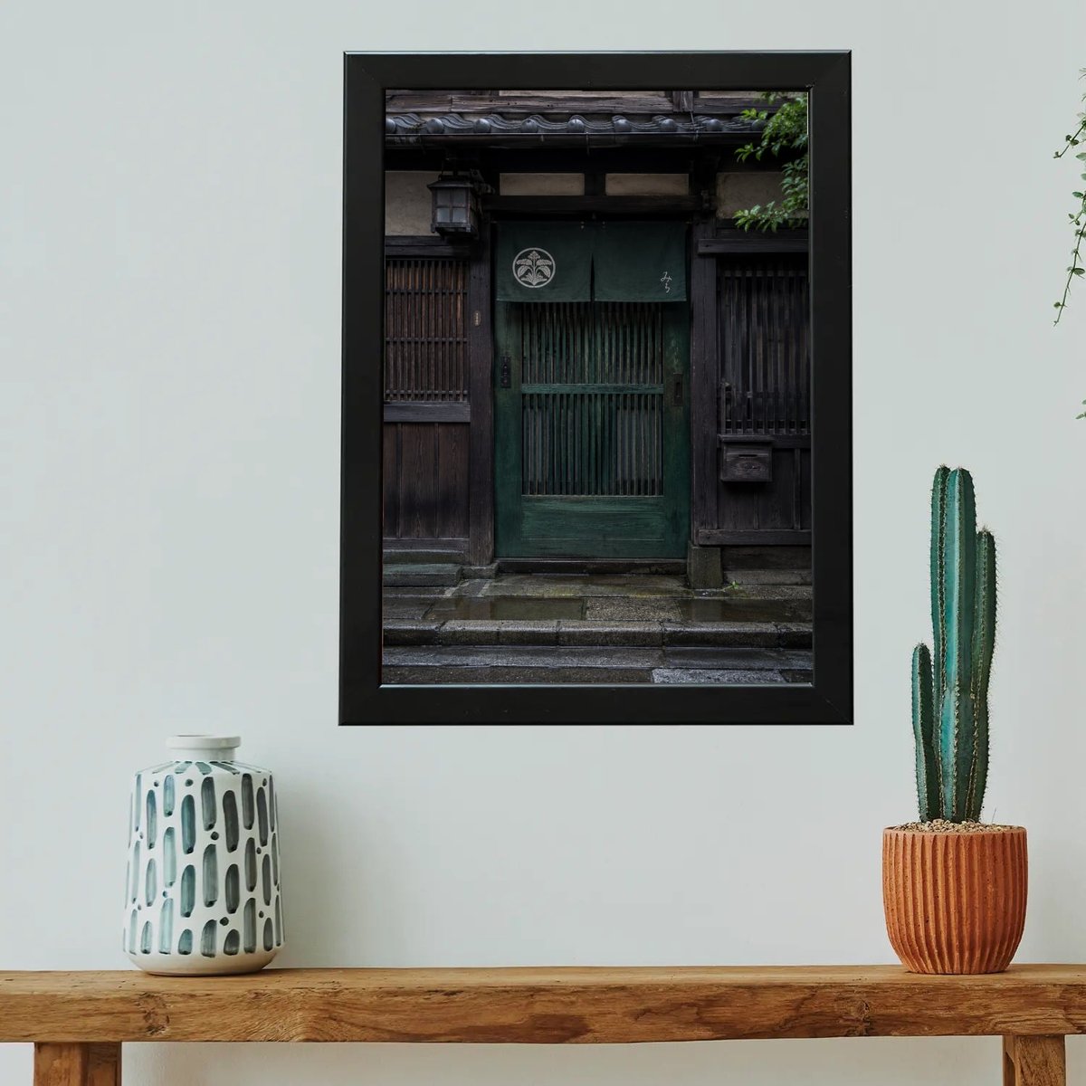 Timeless Green Noren Gateway — Wooden finish