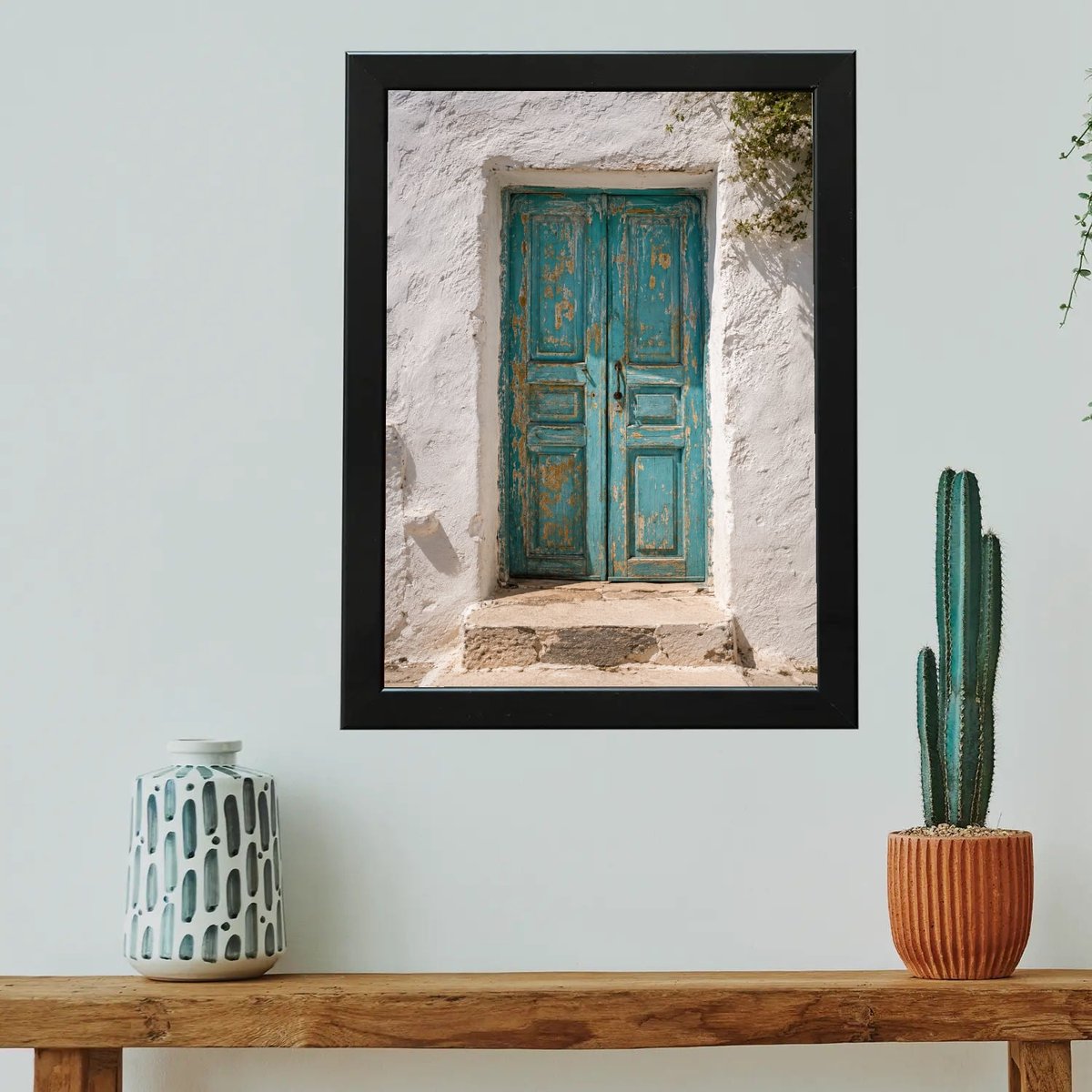 Mediterranean Teal Doorway — Wooden finish