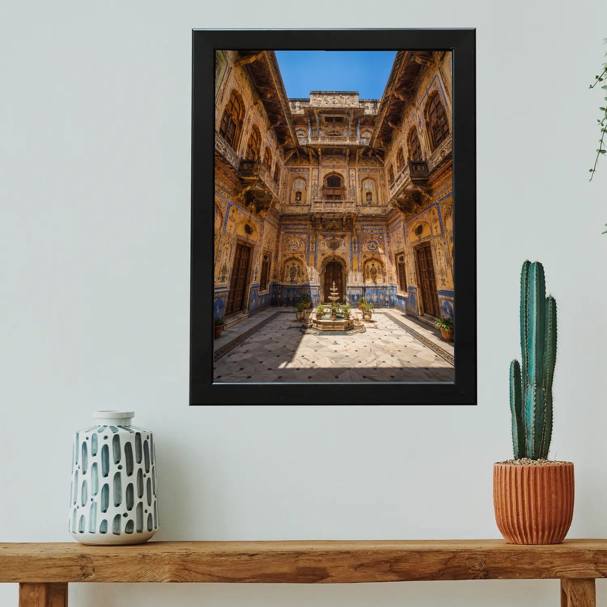 Ochre and Azure Courtyard — Wooden finish