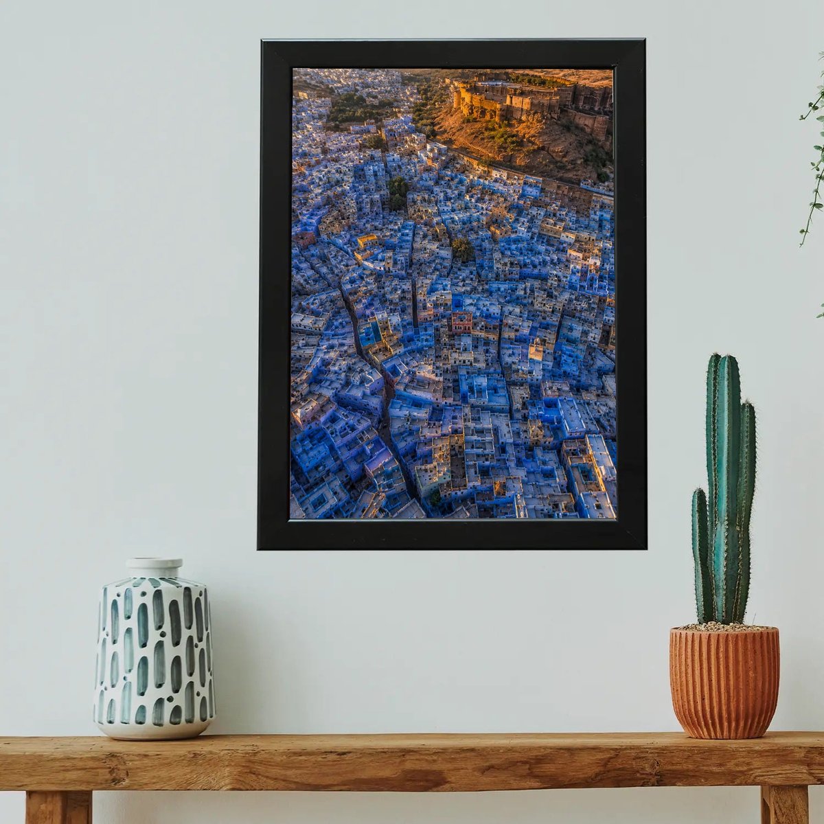 Jodhpur's Azure Heartbeat — Wooden finish