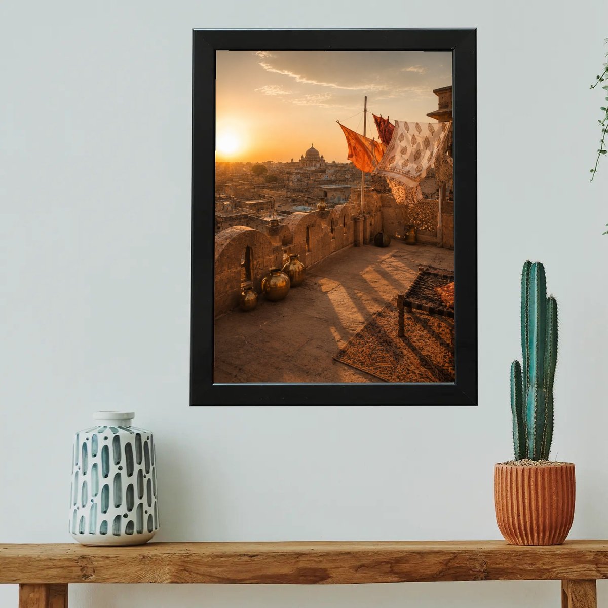 Golden City Sunset Rooftop — Wooden finish