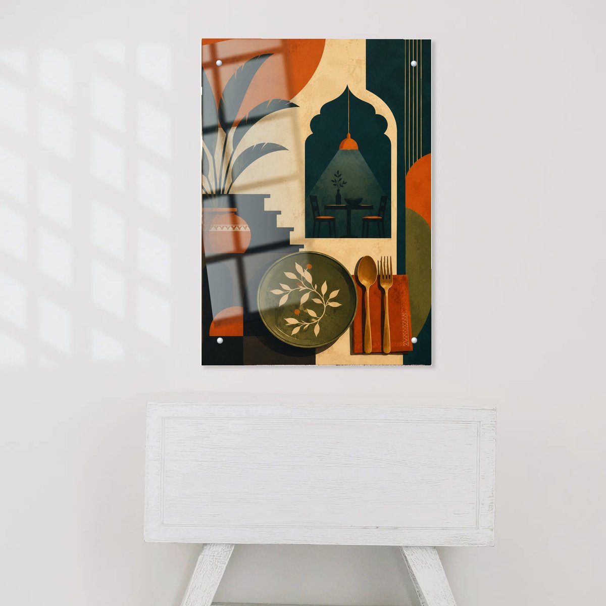 Warm Archway Dining Scene — Acrylic finish