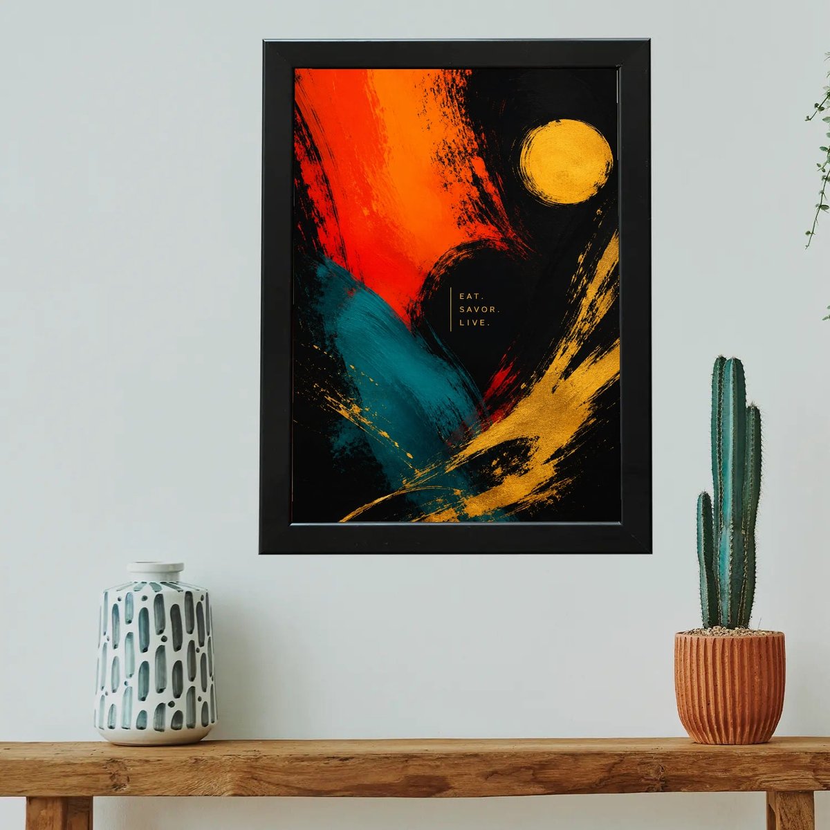 Golden Savor Live Canvas — Wooden finish