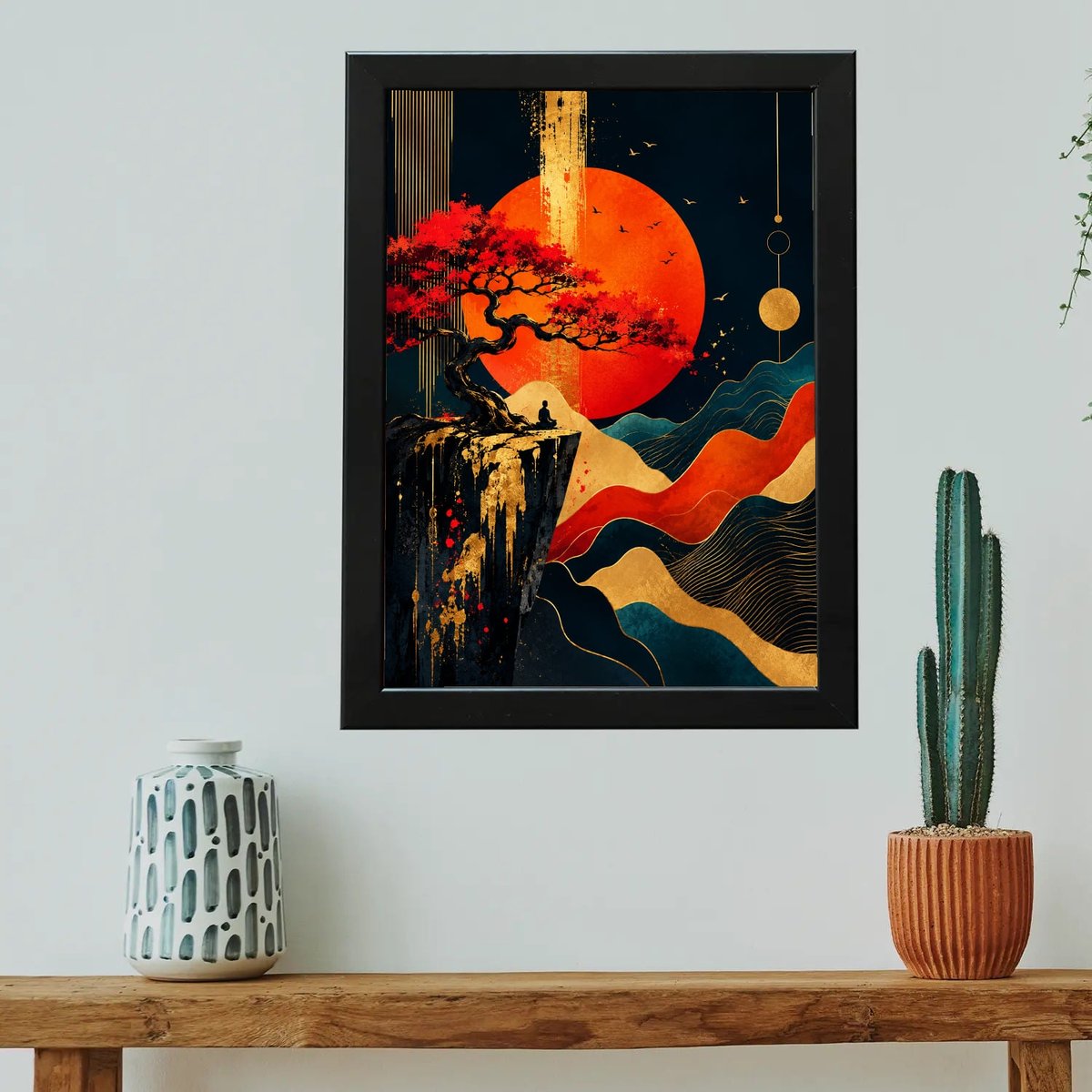Crimson Horizon Meditation — Wooden finish