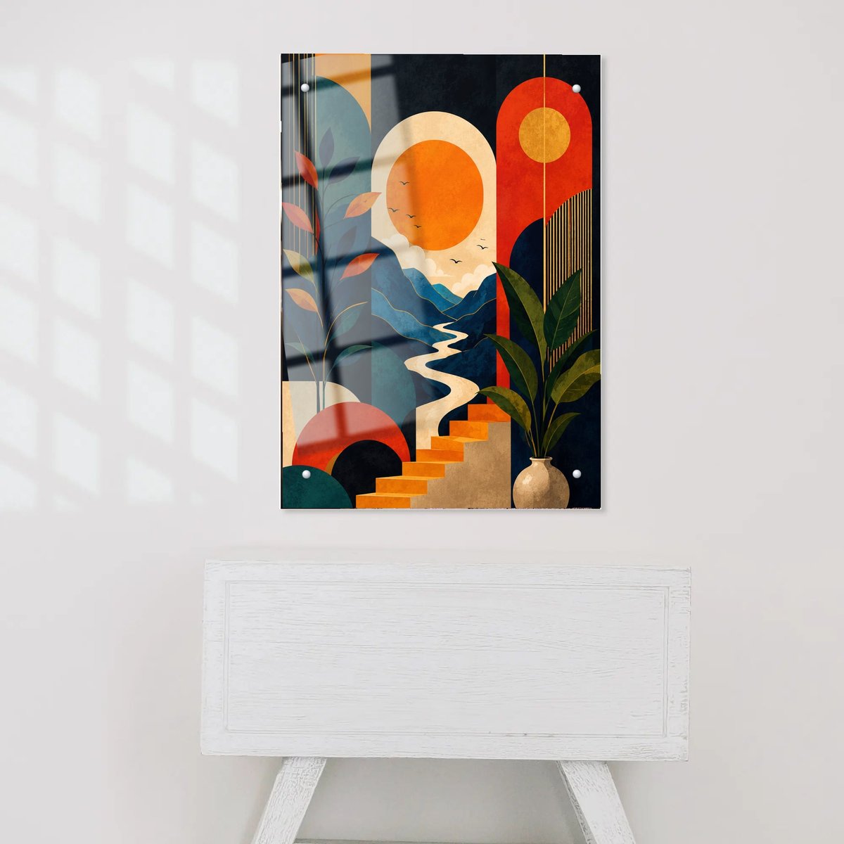 Sunlit Mountain Path — Acrylic finish