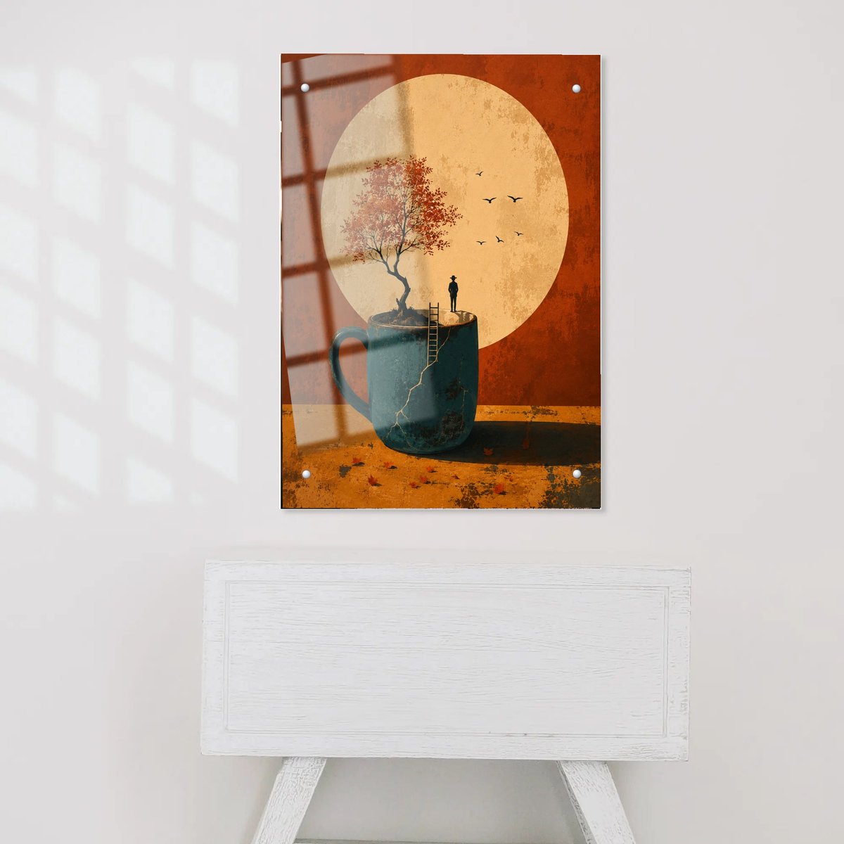 Autumn's Embrace in a Teacup — Acrylic finish