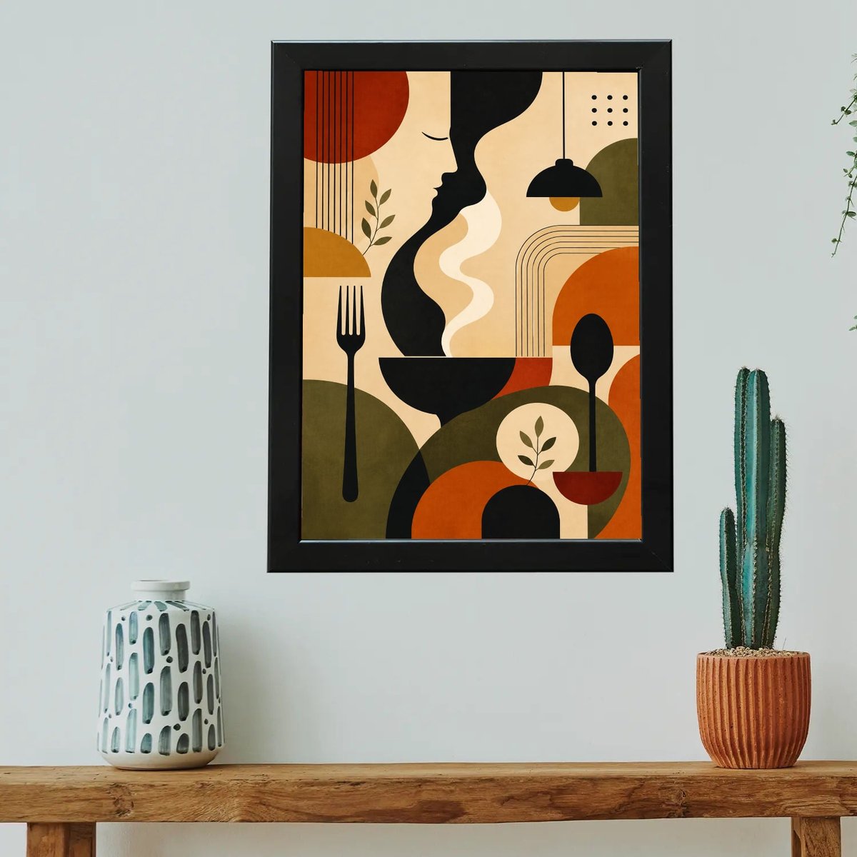 Culinary Echoes Abstract Art — Wooden finish