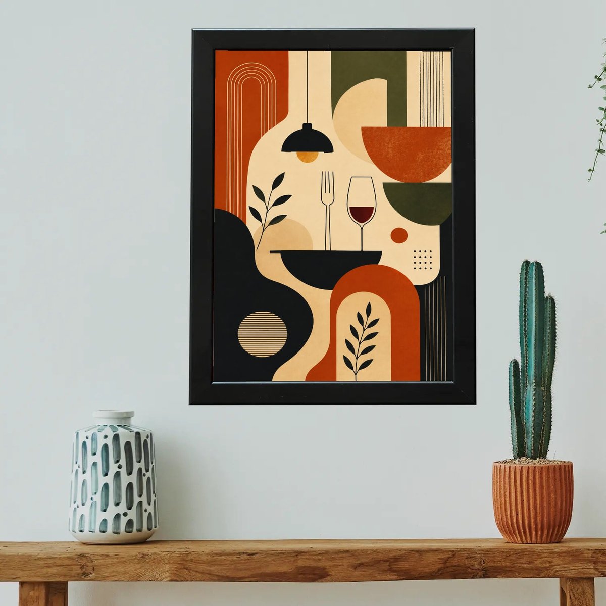 Abstract Dining Serenity Wall Art — Wooden finish
