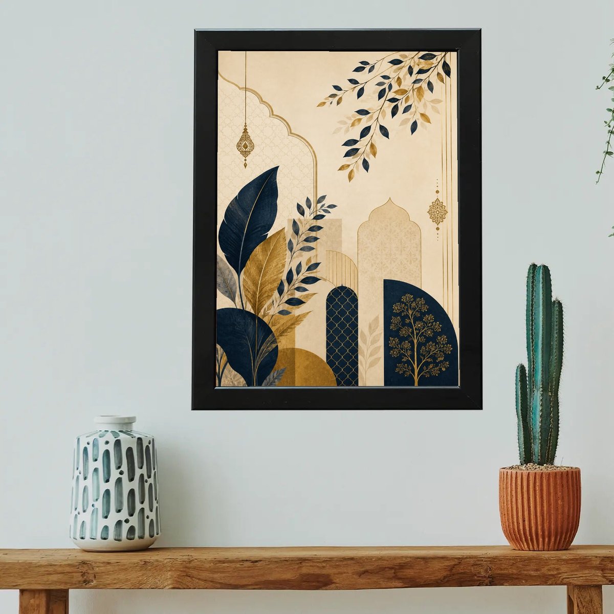 Gilded Leaves & Serene Arches — Wooden finish