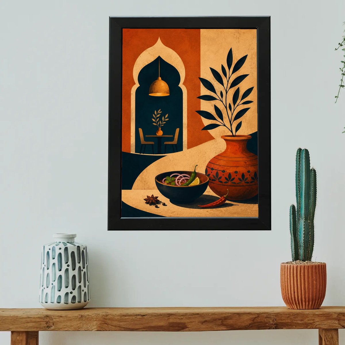 Earthen Spice & Bistro Charm — Wooden finish
