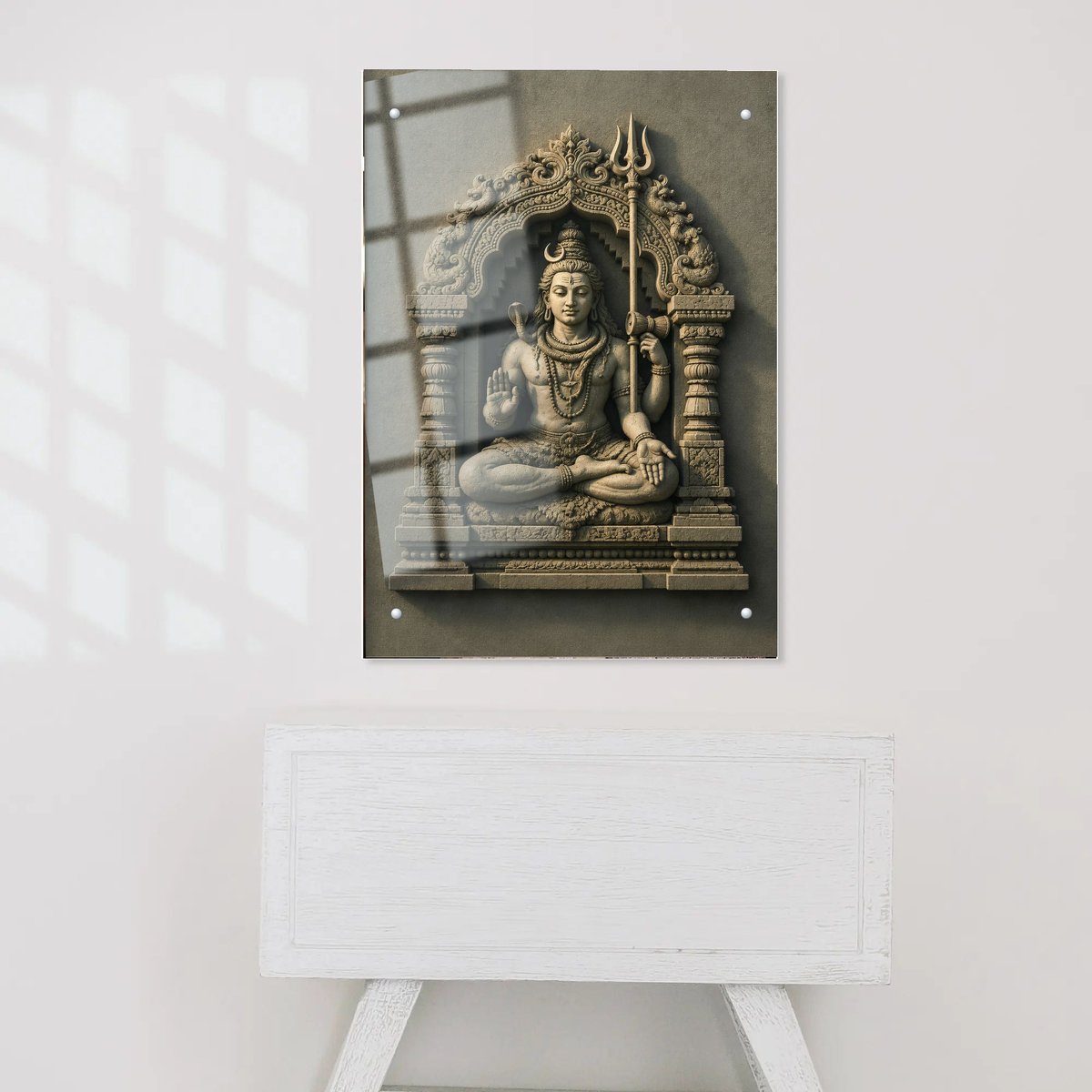 Lord Shiva Stone Relief Wall Art — Acrylic finish