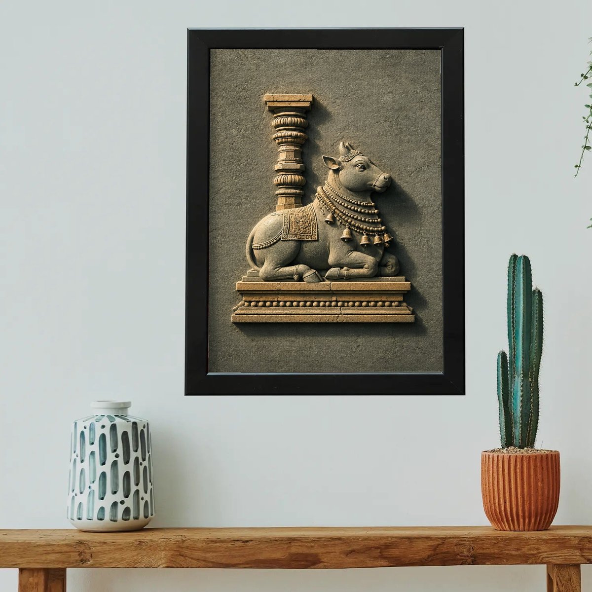 Nandi Stone Relief Wall Art — Wooden finish