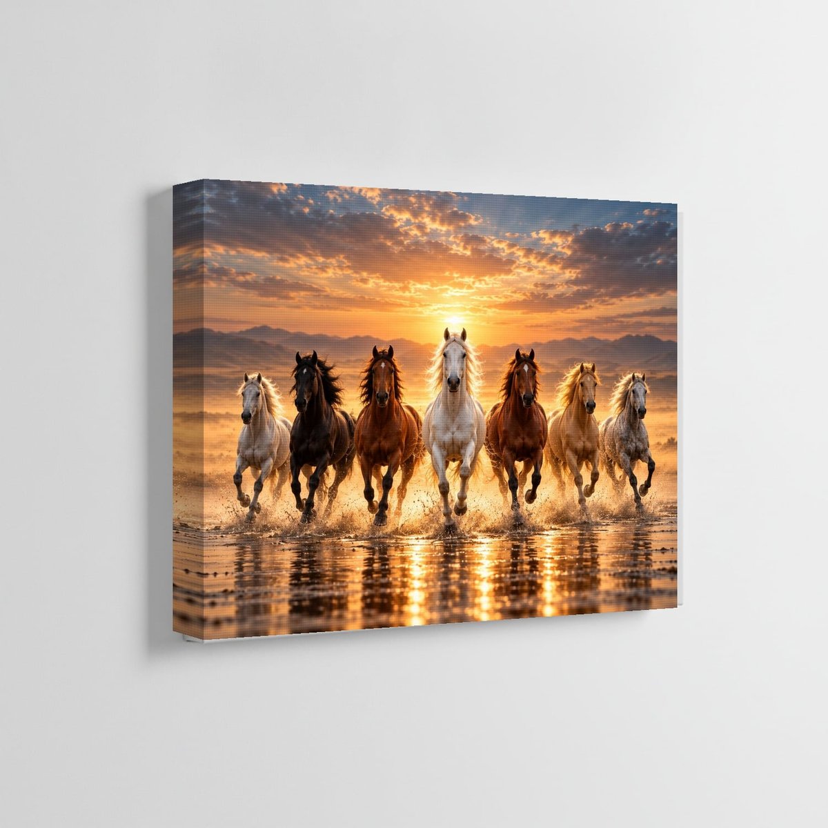 Galloping Horses Wall Art at Sunset โ room view 5