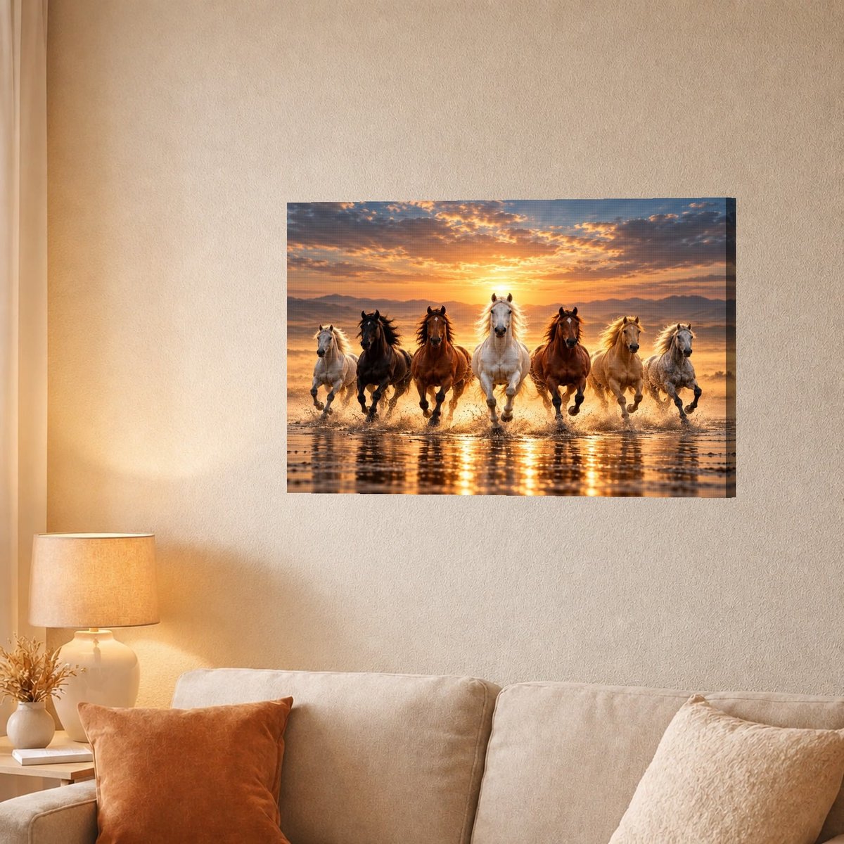 Galloping Horses Wall Art at Sunset — Canvas finish