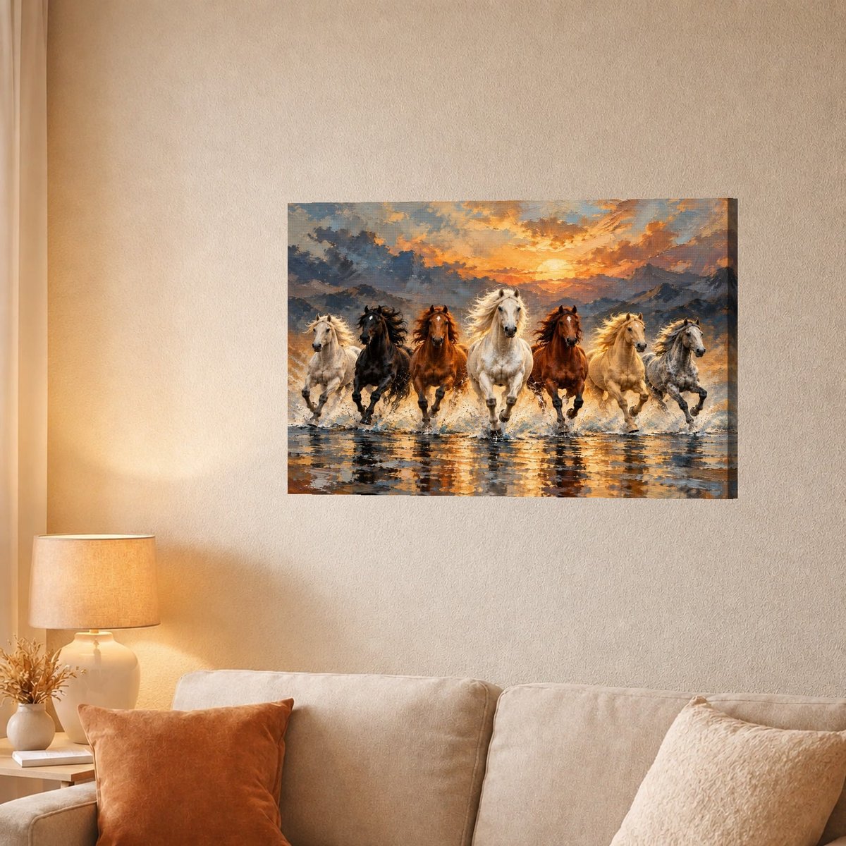Seven Horses Running Wall Art — Canvas finish