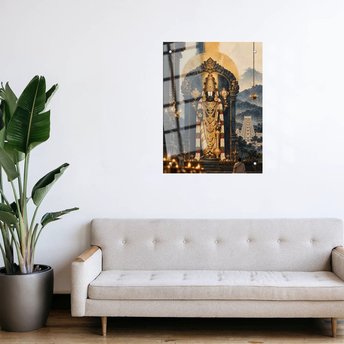 Lord Venkateswara Temple Framed Wall Art โ room view 3