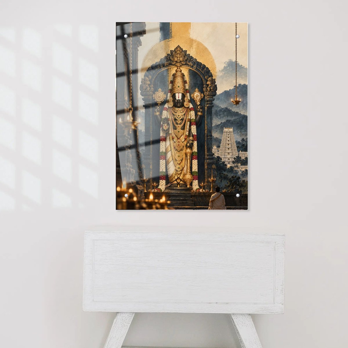 Lord Venkateswara Temple Framed Wall Art — Acrylic finish