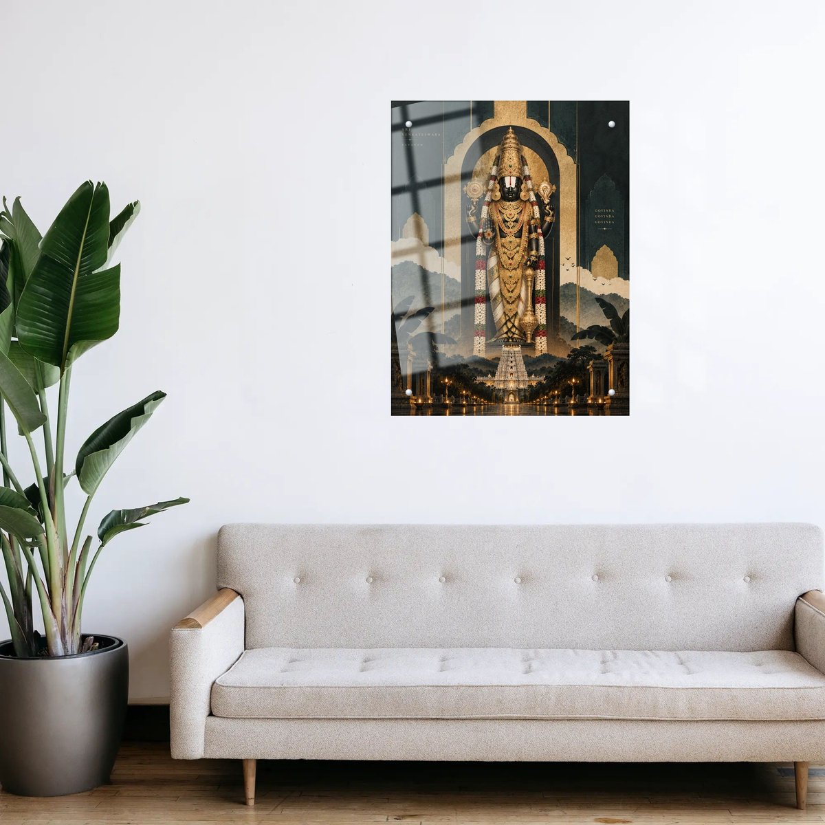 Venkateswara Wall Art with Temple Glow โ room view 3