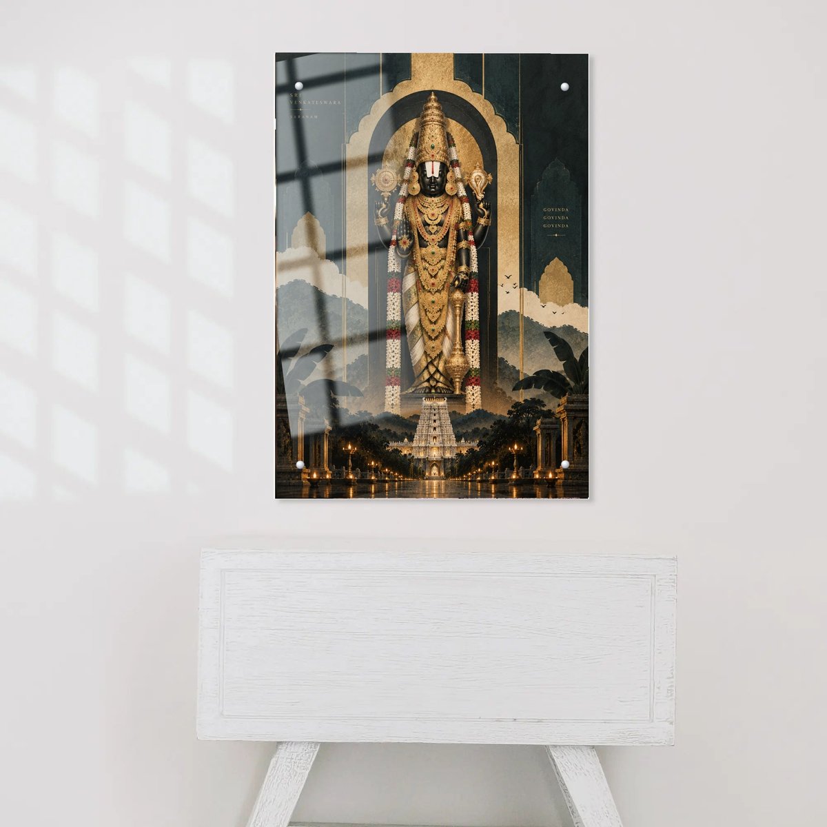 Venkateswara Wall Art with Temple Glow — Acrylic finish