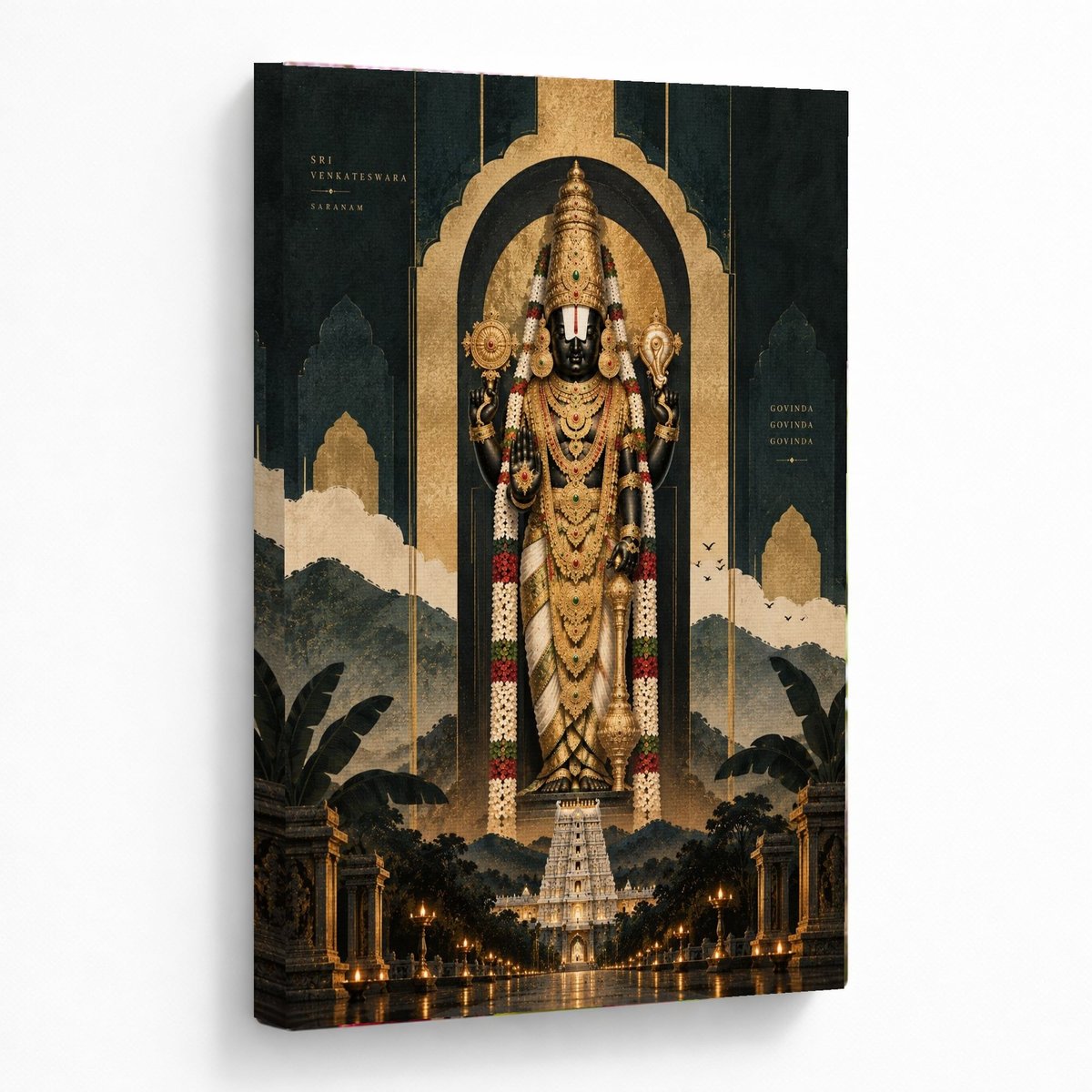 Venkateswara Wall Art with Temple Glow โ room view 5